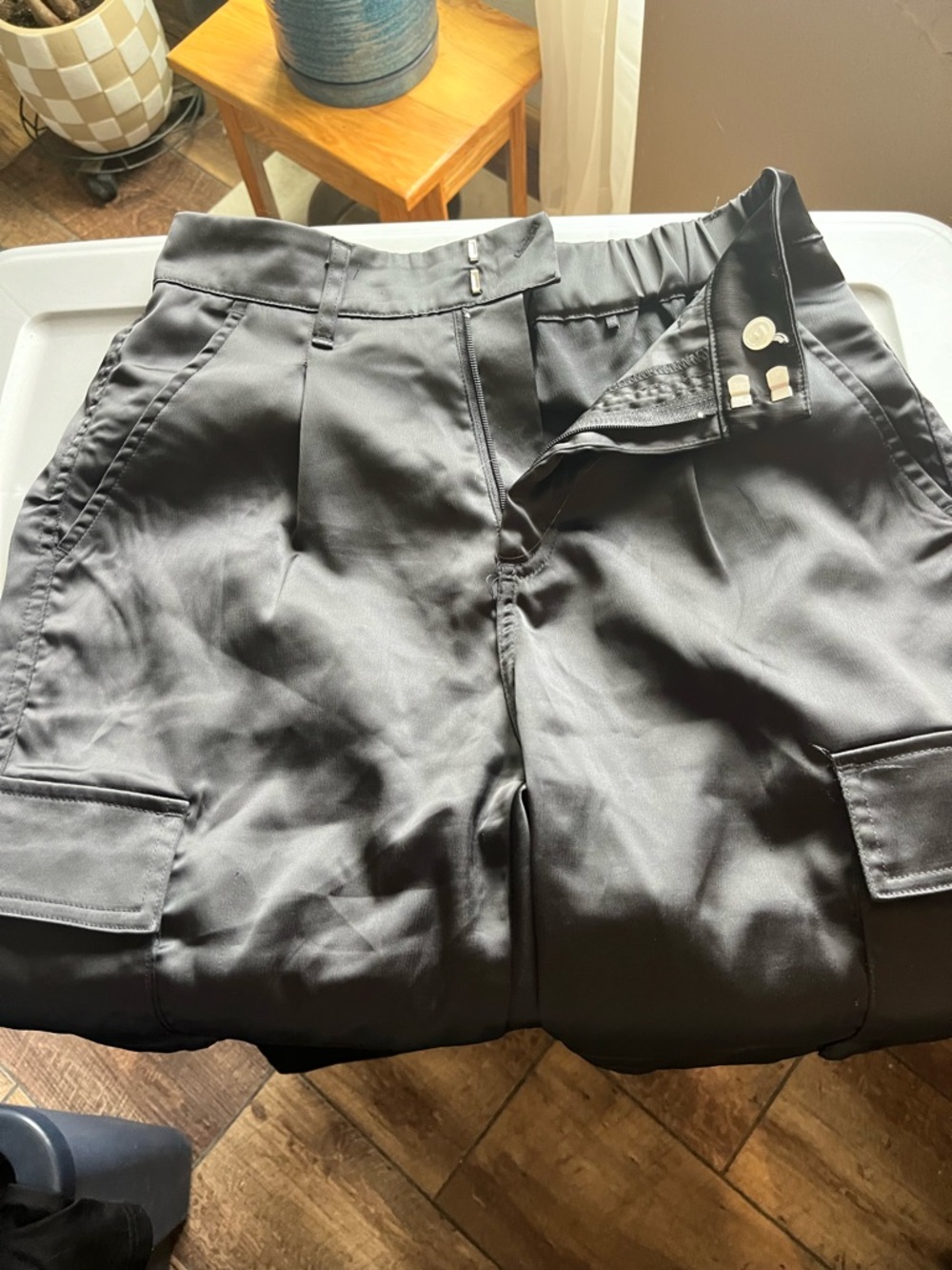 YoungLA Black Cargo Pants with Button Waist